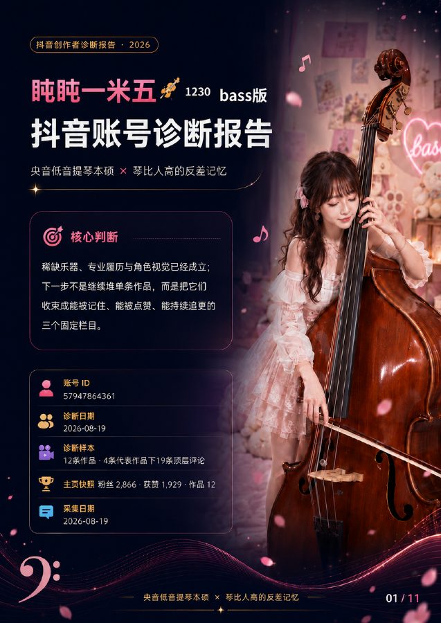 真人主播盹盹一米五账号诊断报告封面