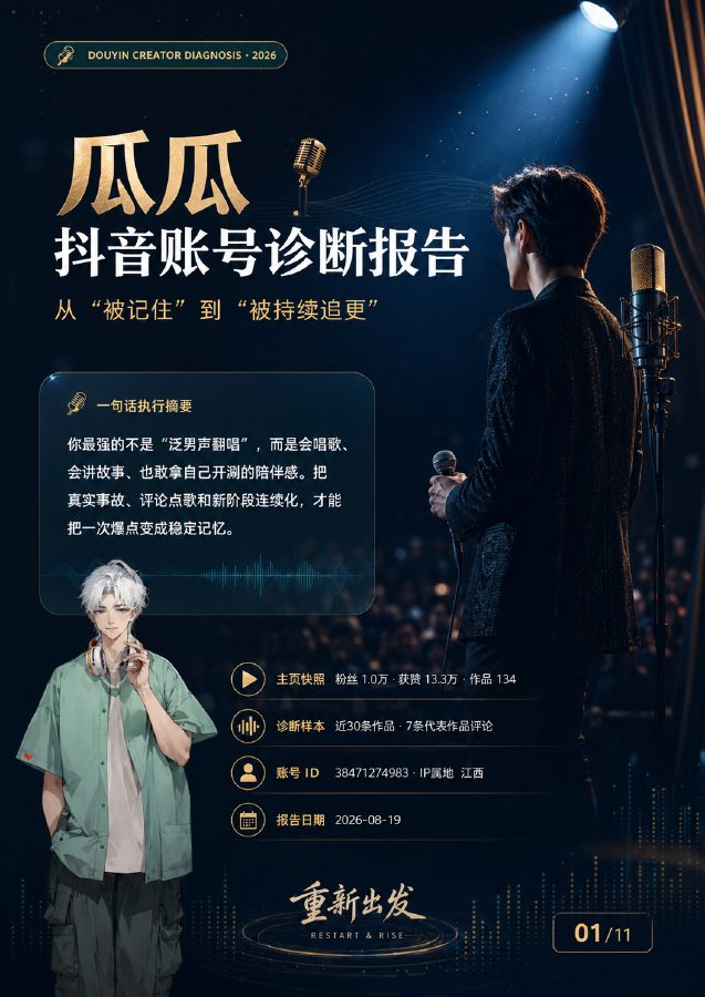 虚拟主播瓜瓜账号诊断报告封面